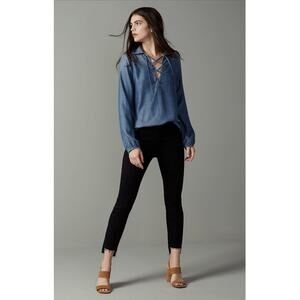 Frame Le High Straight High Waist Staggered Hem Jeans Film Noir Size 28